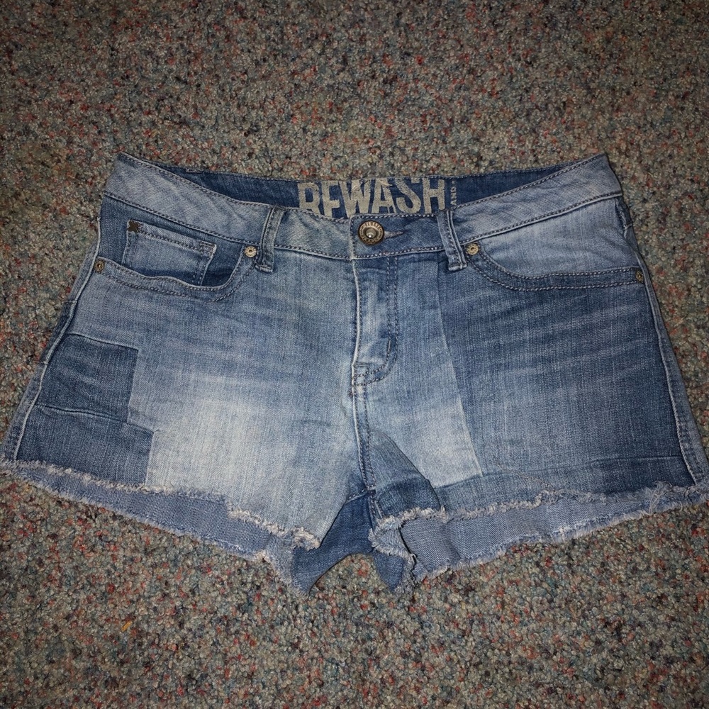 Patchwork jean shorts